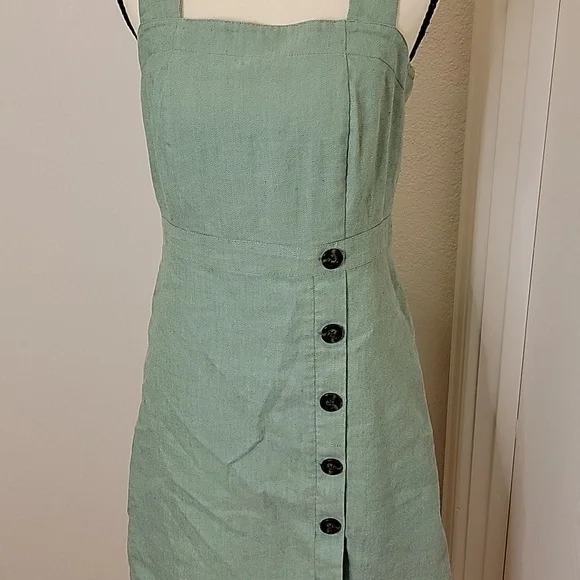 Ann Taylor Mint Green Button Accent Mini Dress - Sz 2 - Picture 2 of 9